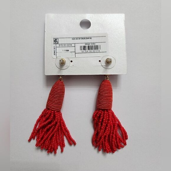 New limited-edition SUGARFIX by BaubleBar Threaded Tassel pink / red Earrings - Picture 6 of 12